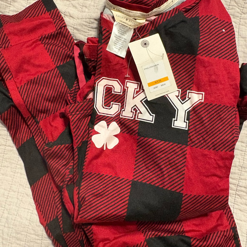 Lucky Brand Red and Black Checkered Pajama Set